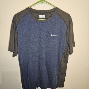 Columbia two-tone blue grey omni-wick tee shirt men's large